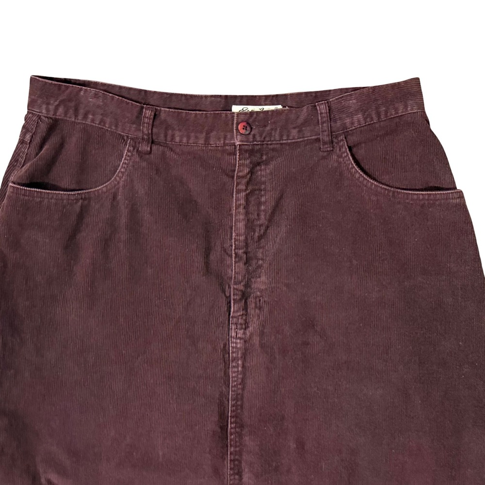 VTG Eddie Bauer Corduroy Maxi Skirt Deep Plum Casual A Line Women's Size 12 - Picture 2 of 6